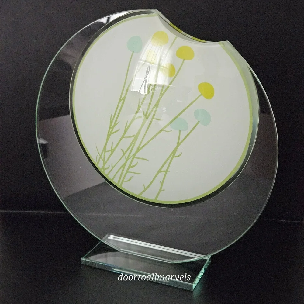 VTG Suspended Art Glass Vase Botanical Allium Floral 10.75